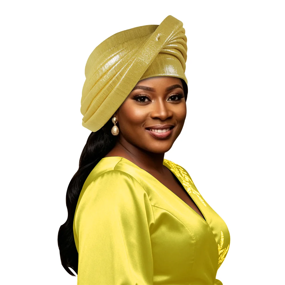 New Design Multi-layer Afrcian Headtie Turban Cap Lady Head Wraps Nigerian Auto Gele Wedding Geles Party Headpiece