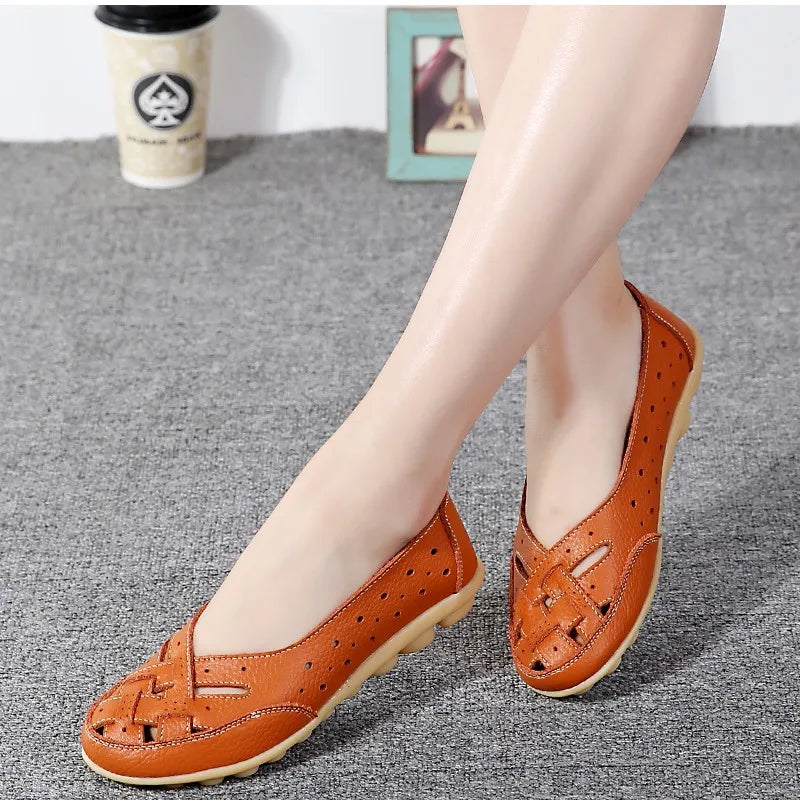 Women Flat Shoes 2023 New Breathable Leather Shoes For Women Loafers Soft Leather Flats Shoes Female Casual Zapatos Para Mujeres