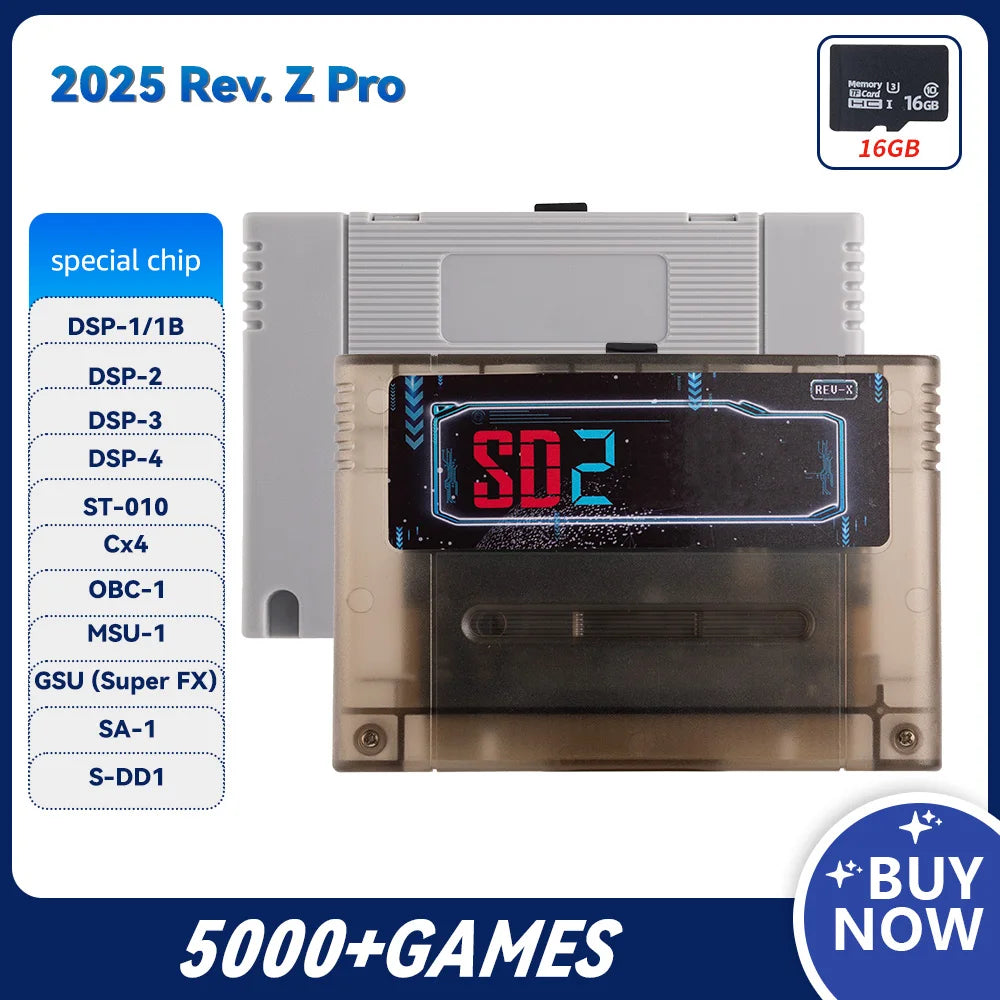 SD2 Game SNES for SD2SNES Rev. Z Version FXPAK Pro 5000 in 1 For SNES 16 Bit Video Game Console with 16G Card FOR Cyclone Chip
