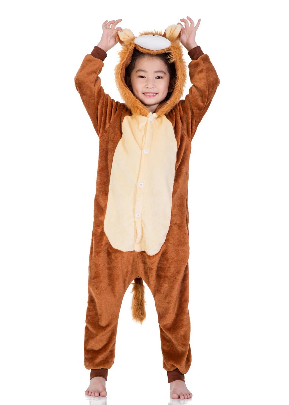 Kigurumi Girls Boys Cartoon Sleepwear Kids Children Cute Lion Onesies Animal Flannel Pajamas For Christmas Halloween Party