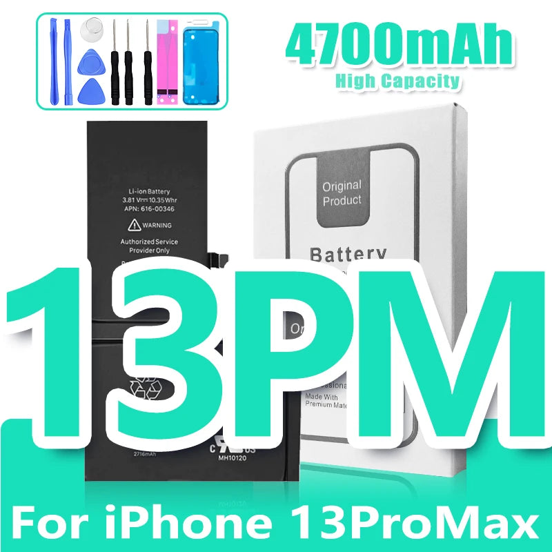 0 Cycle High Capacity Battery For iPhone 11 11Pro 12Pro 12 13 14 13Pro 14Pro Max Mini Phone Bateria + Free Tool Kit