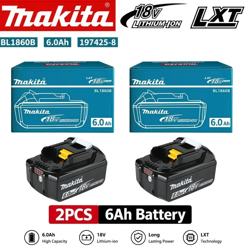2026 Authentic Makita 6.0Ah Battery, Hot Selling 18V Tools Battery, Replaceable BL1830B L1840B L1850B L1860B, Power Tool Battery