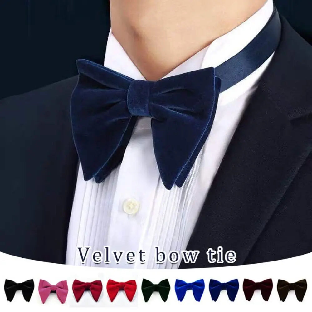 High Quality Oversized Bow Tie Solid Color Bowtie Adjustable Necktie Velvet Men Big Bow Tie Wedding Party Tuxedo