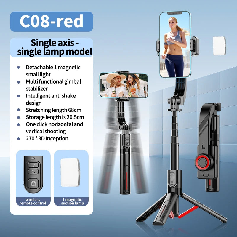 FANGTUOSI Handheld Gimbal Stabilizer 360° Rotation Estabilizador Anti Shake Selfie Stick Fill Light For Phone Stabilizer Tripod