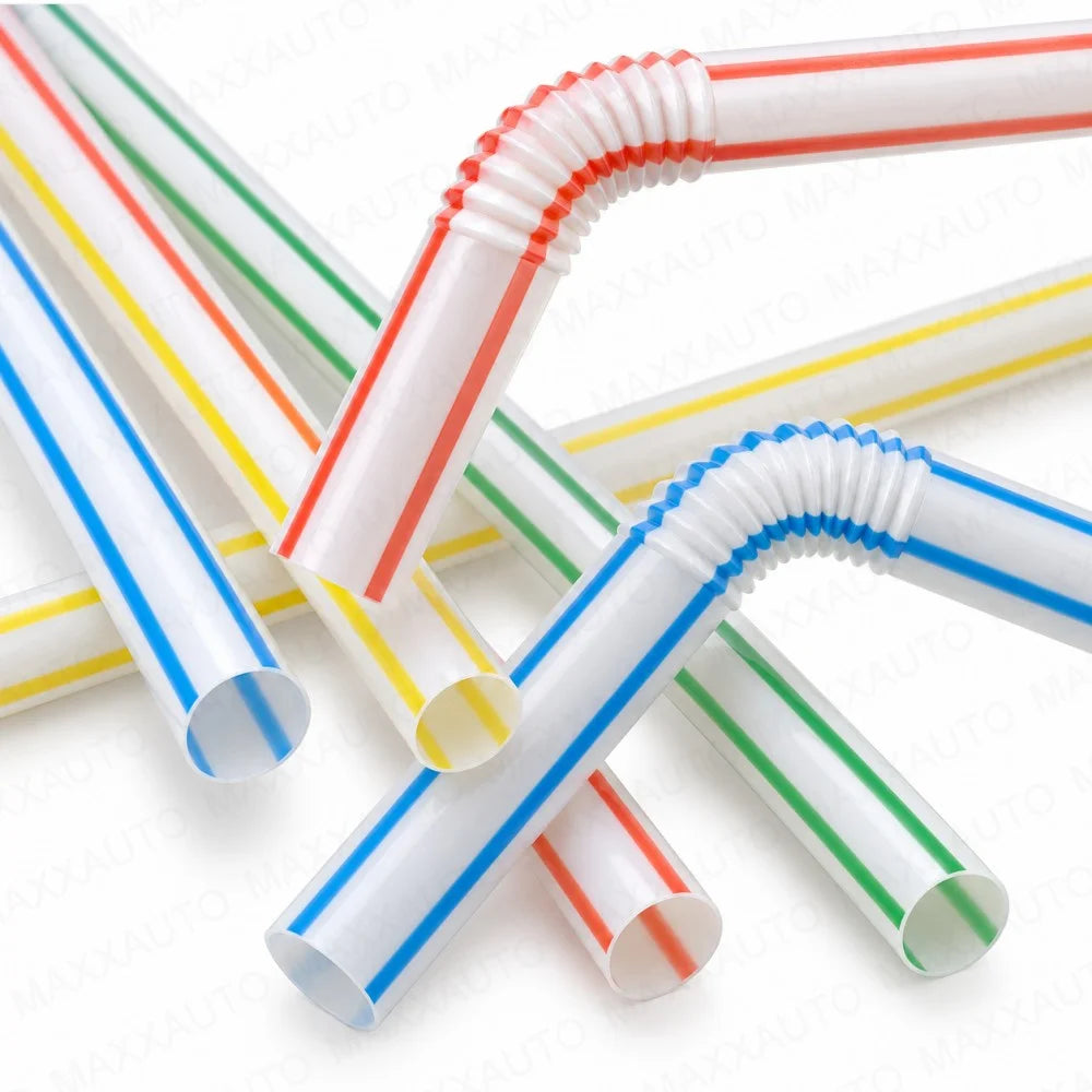 100-3000Pcs Colorful Flexible Drinking Straws Biodegradable Reusable Wedding Party Cocktail Wedding Drinking Straws Kitchen