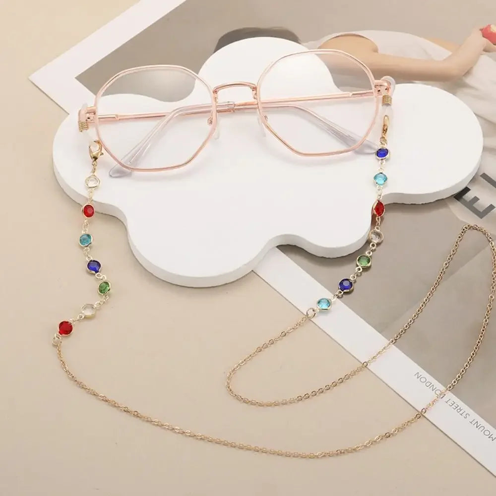 Vintage Beads Glasses Chain Jewelry Lanyard Elegant Crystal Glasses Chain Copper Bohemian Mask Chain Women
