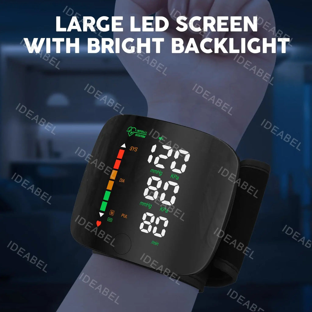 New LED Wrist Blood Pressure Monitor Rechargeable English/Spanish/Russian Voice Broadcast Sphygmomanometer Tonometer BP Monitor