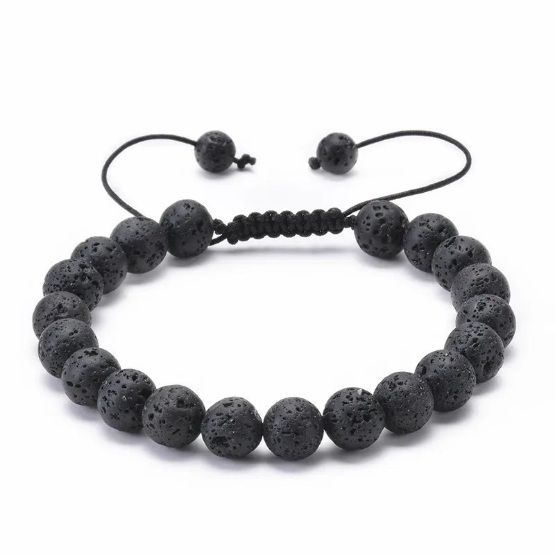Multiple Style 8mm Natural Tiger Eyes Lava Rock Protection HANDMADE Bracelet Men's Gift