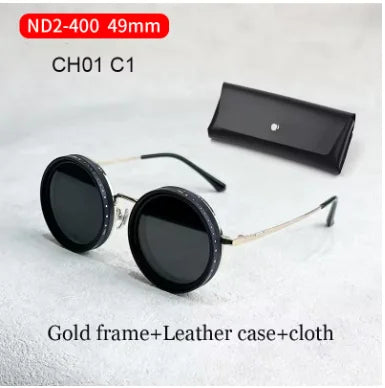 ND9 Adjustable Dimming Sunglasses Retro Punk Round Men's Fishing UV400 Polarized Driving Sunglasses Women