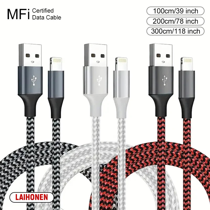 1M 2M 3M USB A To Lightning MFi Certified  Cable For iPhone 14 13 12 11 X XR Pro Max Fast Charging Cable Charger Data Wire Cord