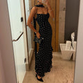 TWOTWINSTYLE Hit Color Slimming Dresses for Women Square Neck Sleeveless High Waist Temperament Long Dress Female Fashion Style