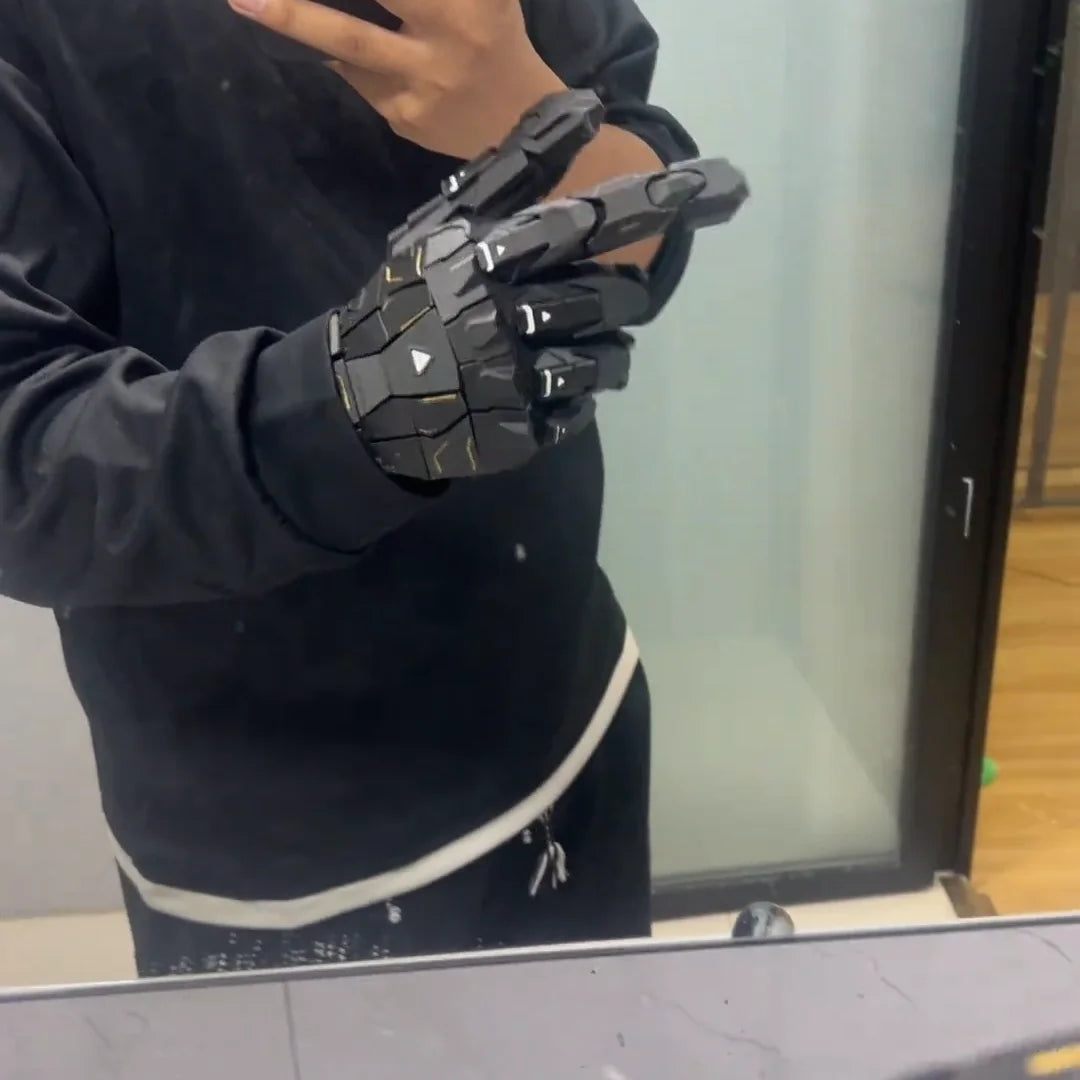 Gothic Techwear Exoskeleton Gloves 3D Printing Handmade Gluing Punk Mechanical Gloves Wearable Hand Armor Cosplay Props