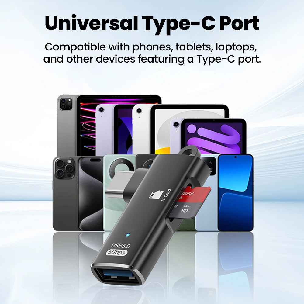 3 in 1 OTG Adapter USB 3.0 to Type c Male to TF Memory Card Reader U Disk Reading For iPhone 15 16 Huawei