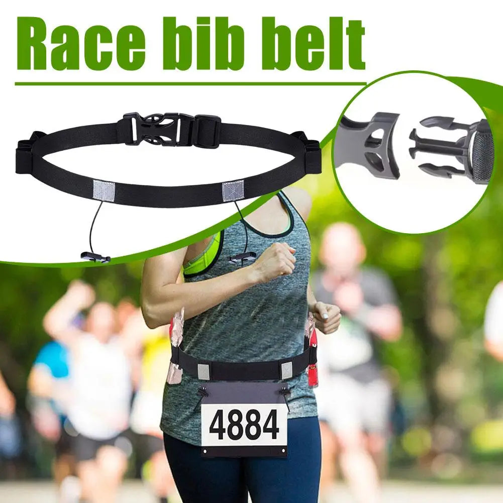 Ironman Triathlon Marathon Running Belt Adjustable Elastic Belt for Outdoor Sports Cycling Lightweight Number Plate Holder Belt