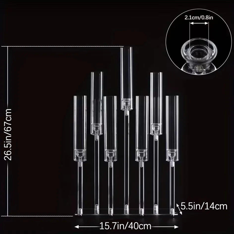 4pcs 7-Arm Acrylic Candlestick Clear Candelabra 26.5 Inch Tall for Wedding Birthday Party Living Room Decor