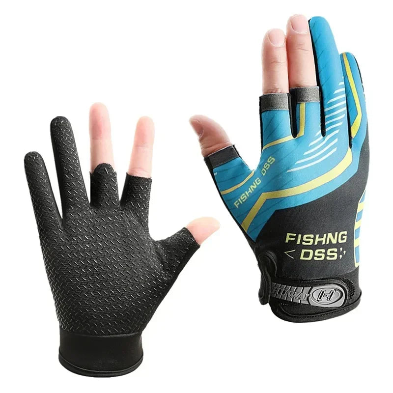 High Quality Fishing Gloves for Men Summer Fishing Road Sub Sunscreen and Anti Slip Ice Silk Breathable Thin Three Finger Gloves