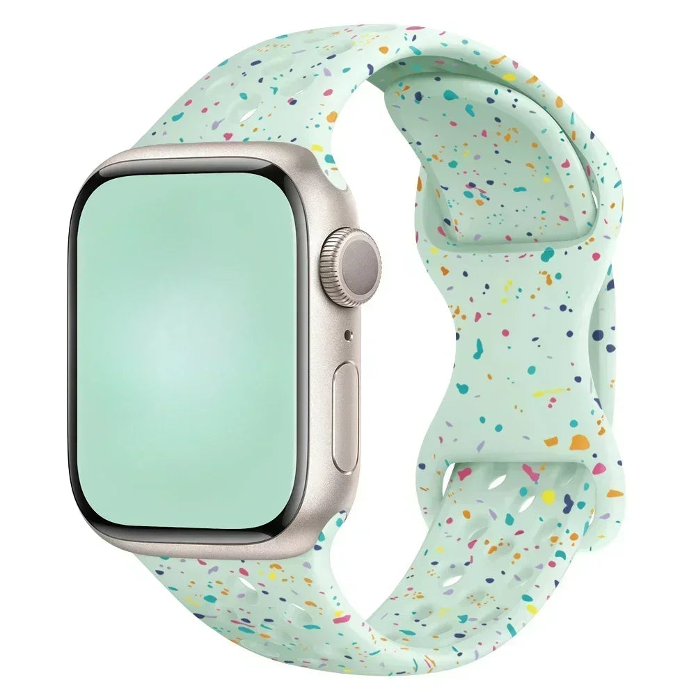 Original Silicone Strap For Apple Watch Band 49mm 44mm 45mm 40mm 42mm Breathable Correa for iWatch Series10 9 8 SE 7 6 Ultra