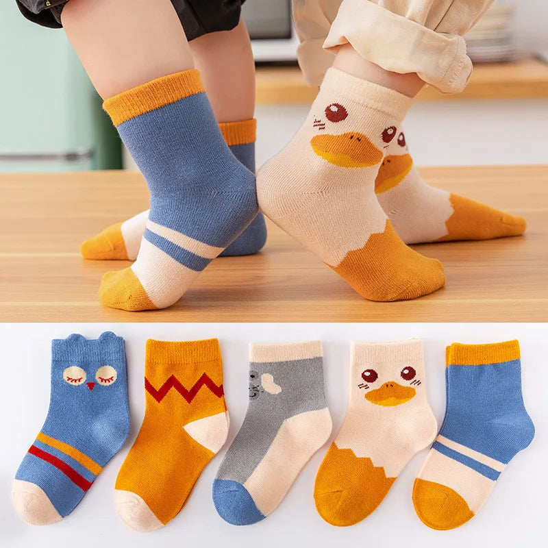 5Pairs Baby Socks Newborn Baby Boy Cute Short Sock 0-1-3-10Y Kids Cotton Toddler Cartoon Soft Children's Sports Socks for Girls