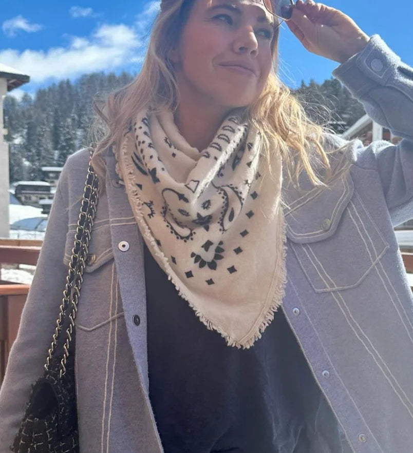 Fashion Printed Knitted Women's Scarf Triangle Shape Soft Breathable Decorative Neck Wrap Chic 2026 Autumn New Daily Ladies Wear