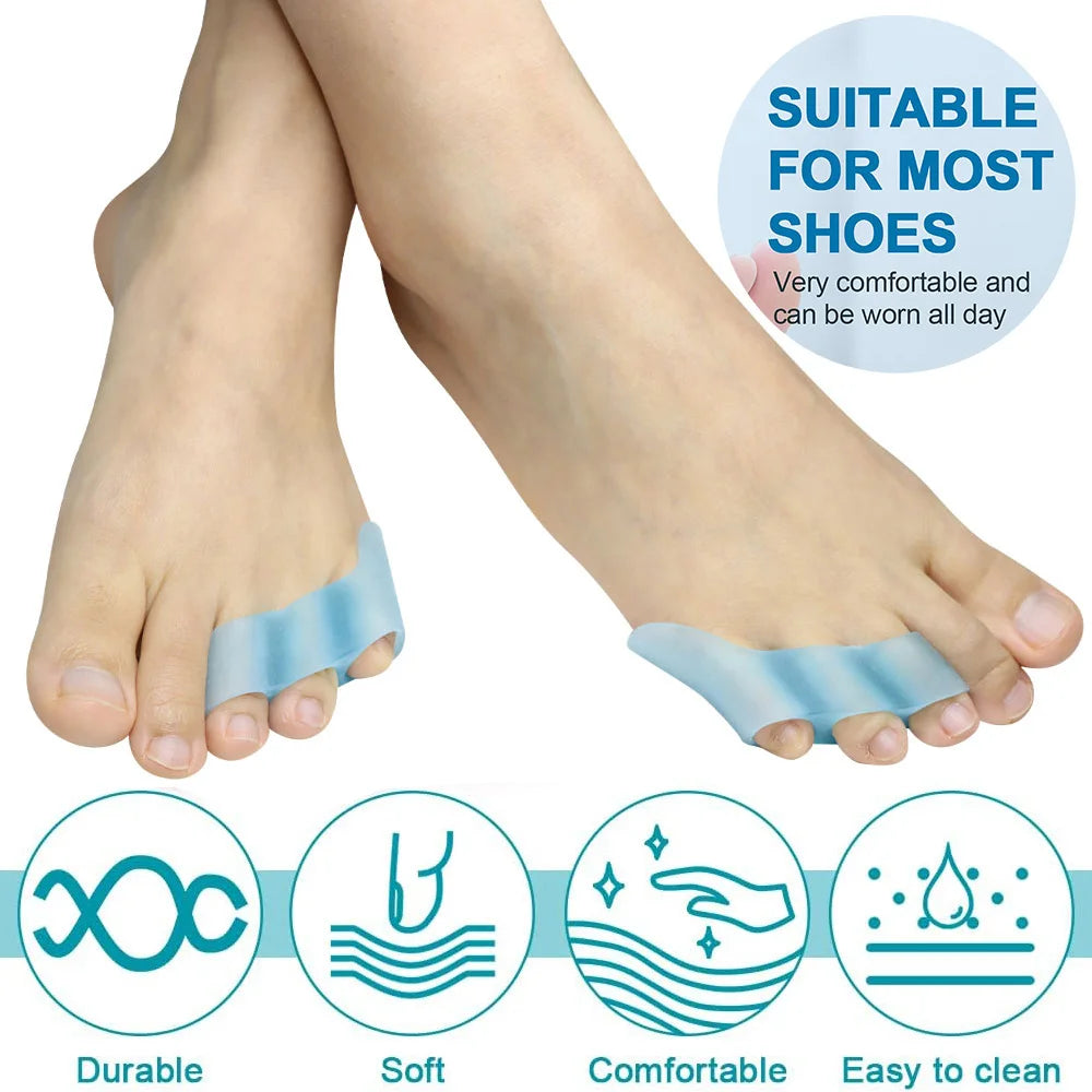 Pexmen 2/4Pcs Soft Gel Toe Separator Pinky Toe Straightener Little Toe Separator for Curled and Overlapping Toe Foot Care Tool