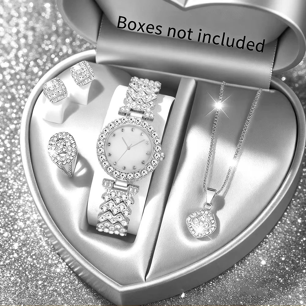 2026Fashion Roman pattern diamond inlaid women's watch quartz watch bracelet women's watch set