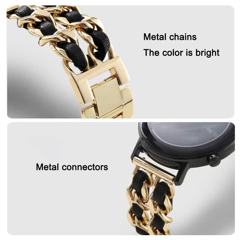 Strap Metal Chain Wristband For Garmin Forerunner 165 265 255 245 55 158 570 Vivoactive 5 6 Venu SQ 3 2