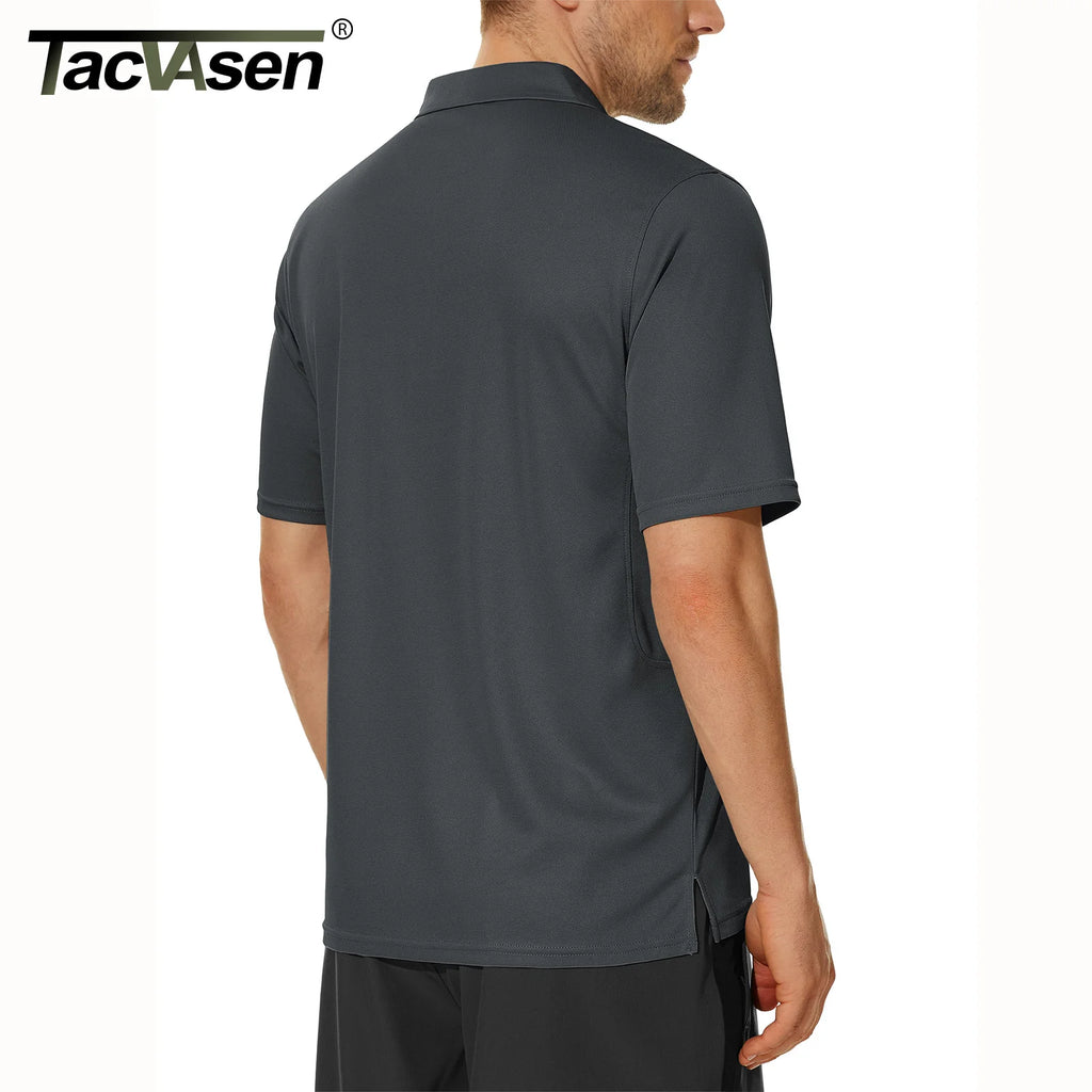TACVASEN Summer Colorful Fashion Polo Tee Shirts Men's Short Sleeve T-shirt Quick Dry Army Team Work Green T-Shirt Tops Clothing