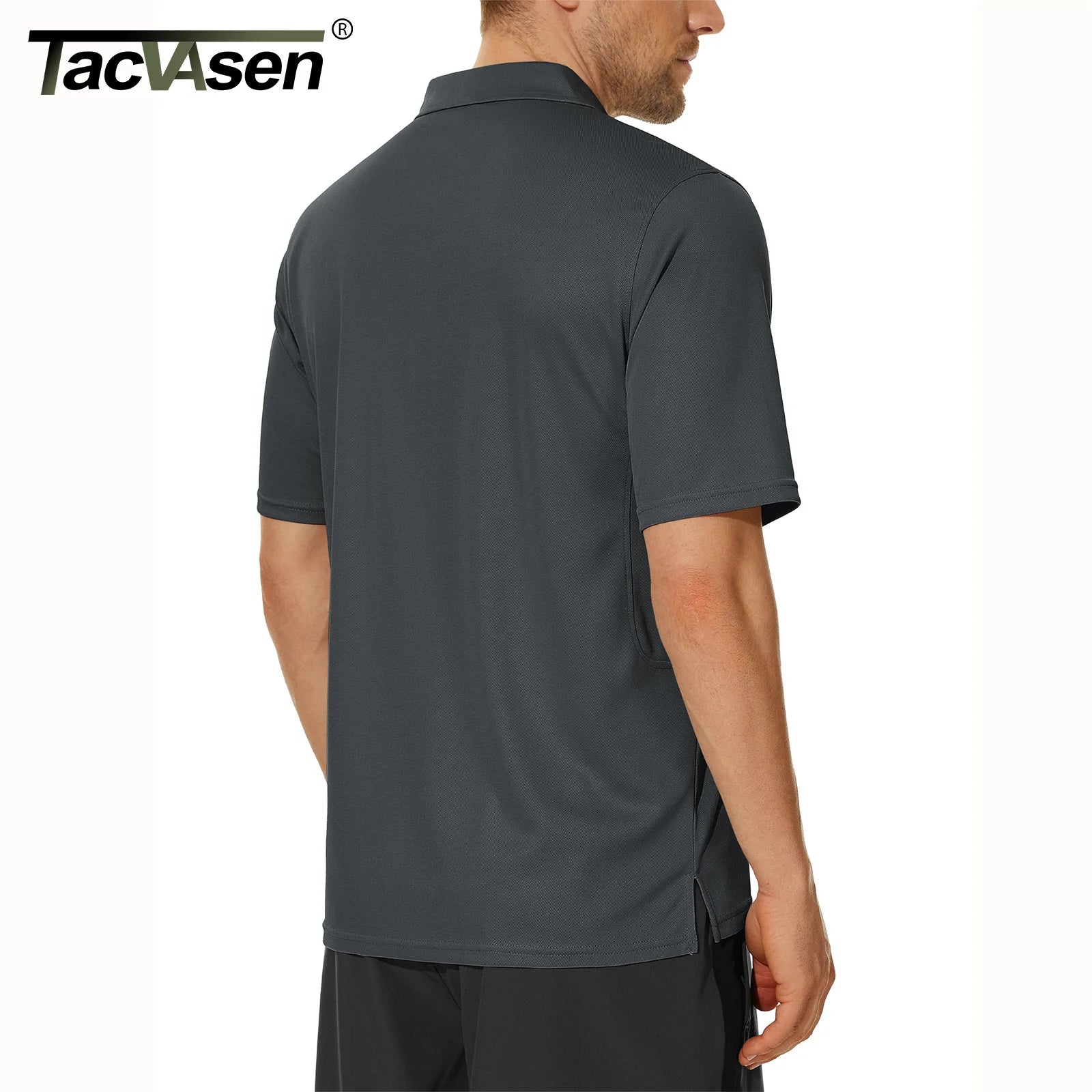TACVASEN Summer Colorful Fashion Polo Tee Shirts Men's Short Sleeve T-shirt Quick Dry Army Team Work Green T-Shirt Tops Clothing