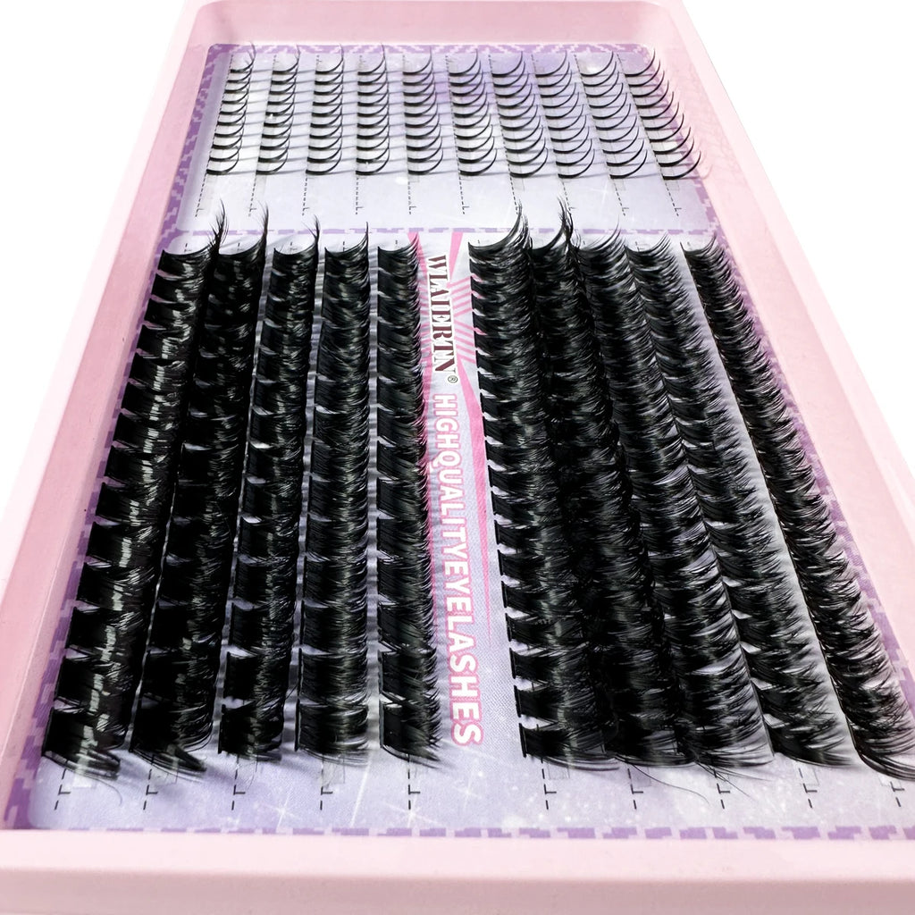 Lash Extensions Kit Spikes Lash Individuals 3D Volume Eyelash Clusters D-Curly Lash Clusters Kit 10-16MM DIY Eyelash Extensions
