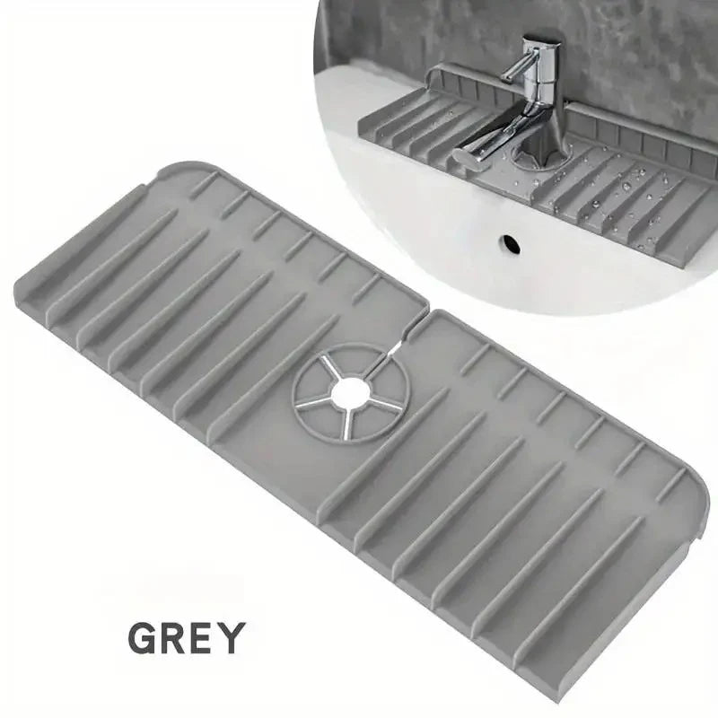 Silicone Faucet Splash Guard Mat, Sink Anti-Splash Water  Pad, Drip Catcher for Kitchen Bathroom Countertop, Drain Retaining Pad