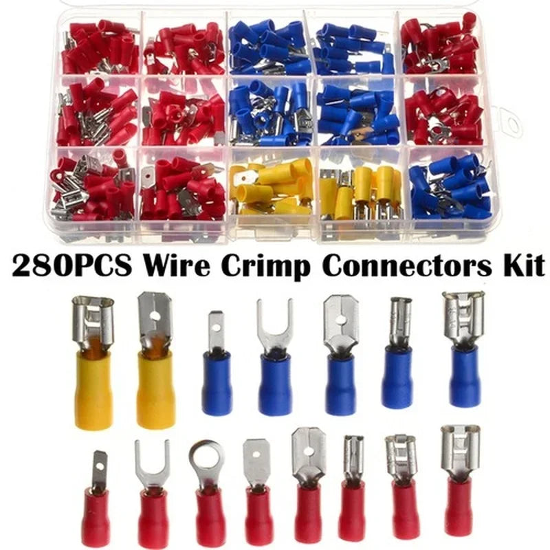 280/480/720pcs Cable Lugs Assortment Kit Insulated Electric Wire Connectors Set Flat Female & Male Crimp Terminals
