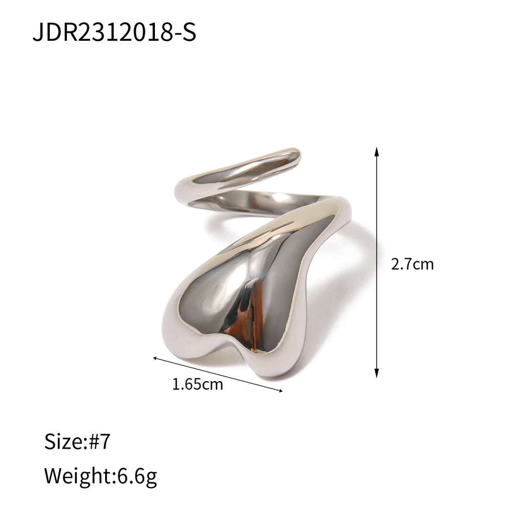 Uworld Fashion Stainless Steel Waterproof Open Ring Personality Charms PVD Real Gold 18K Plated Trendy Jewelry for Women