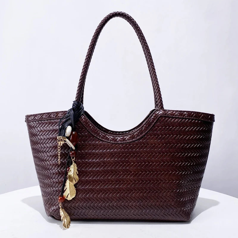 Imitation Braided Embossment Tote Bag For Women Luxury Designer Handbag 2025 New In Vintage With Inner Pocket Underarm Shoulder
