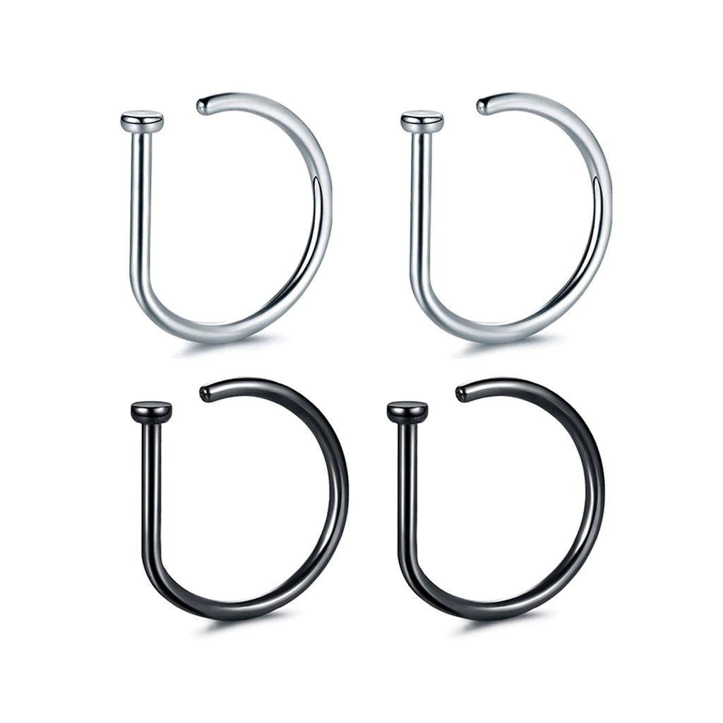 Fake Nose Ring Hoop Lip Labret Ring for Women Non Pierce Hoop Nose Ring  Septum Hoop  Ring Tragus Rook Ring Non Piercing Jewelry