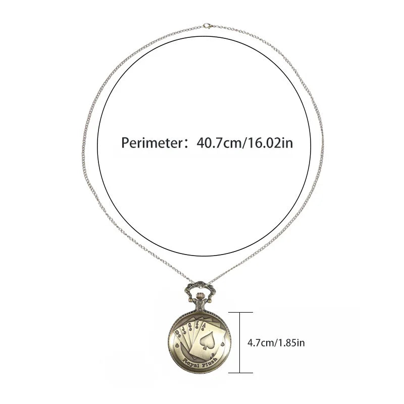 Best Gifts Luxury Quartz Pocket Watch Design Playing Card Necklace Pendant Pocket Watch Clock for Mens Womens