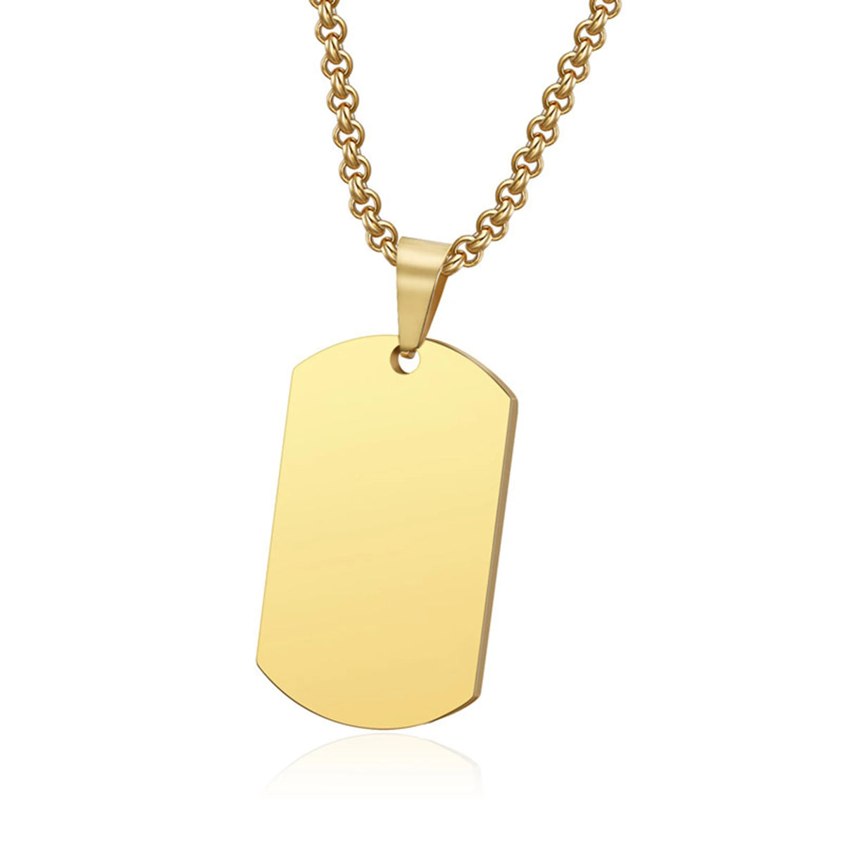 1PC 316L Stainless Steel Pendant Necklace Silver Gold Black Color Blank Dog Tag Plate Army Biker Chain Necklace Man Woman 3 Size