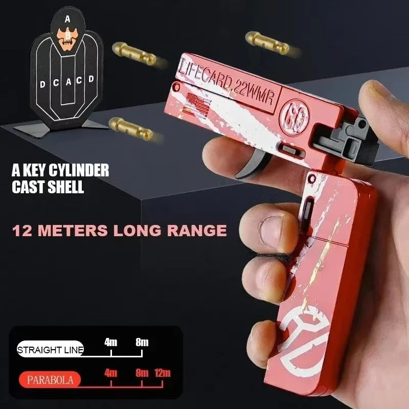 New Upgraded Lifecard Metal Folding Toy Gun With Soft Bullets Alloy Pistol Shooting Model for Kids for Adults