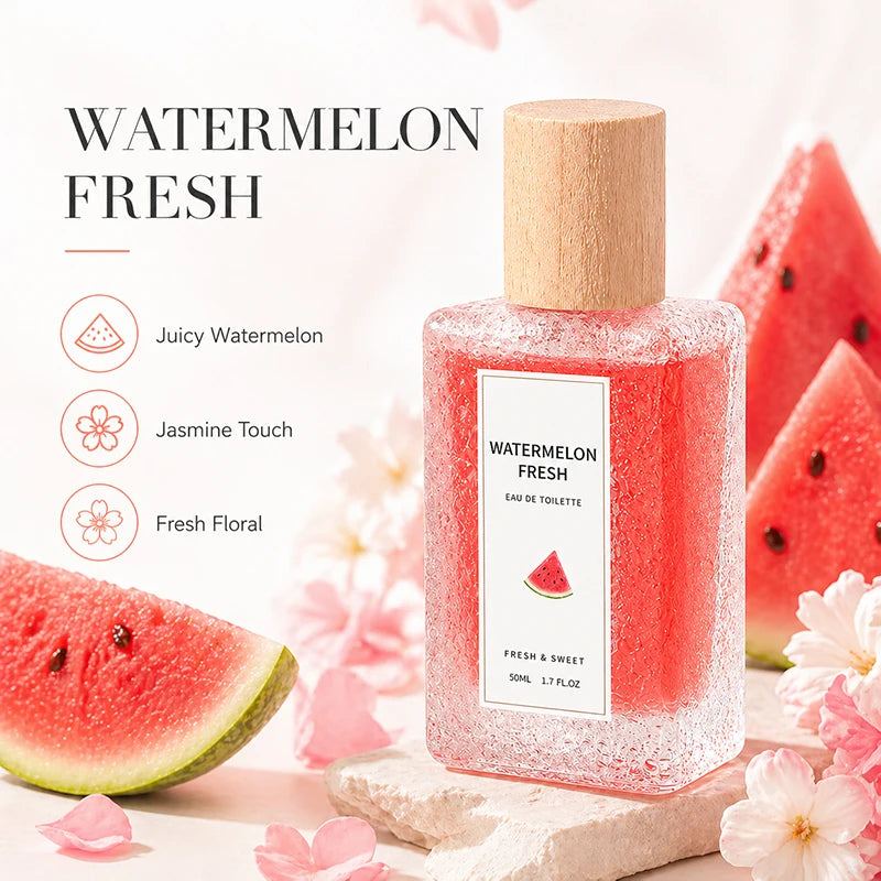 2Pcs Fruity Eau de Toilette for Women, Peach Blossom & Watermelon Fresh Perfume Spray, Sweet Floral Body Fragrance Gift Set