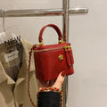 Small  Shoulder Bucket Bag For Women Classic Mini Clutches Female Small Square Bag Crossbody Metal Chain Handbag