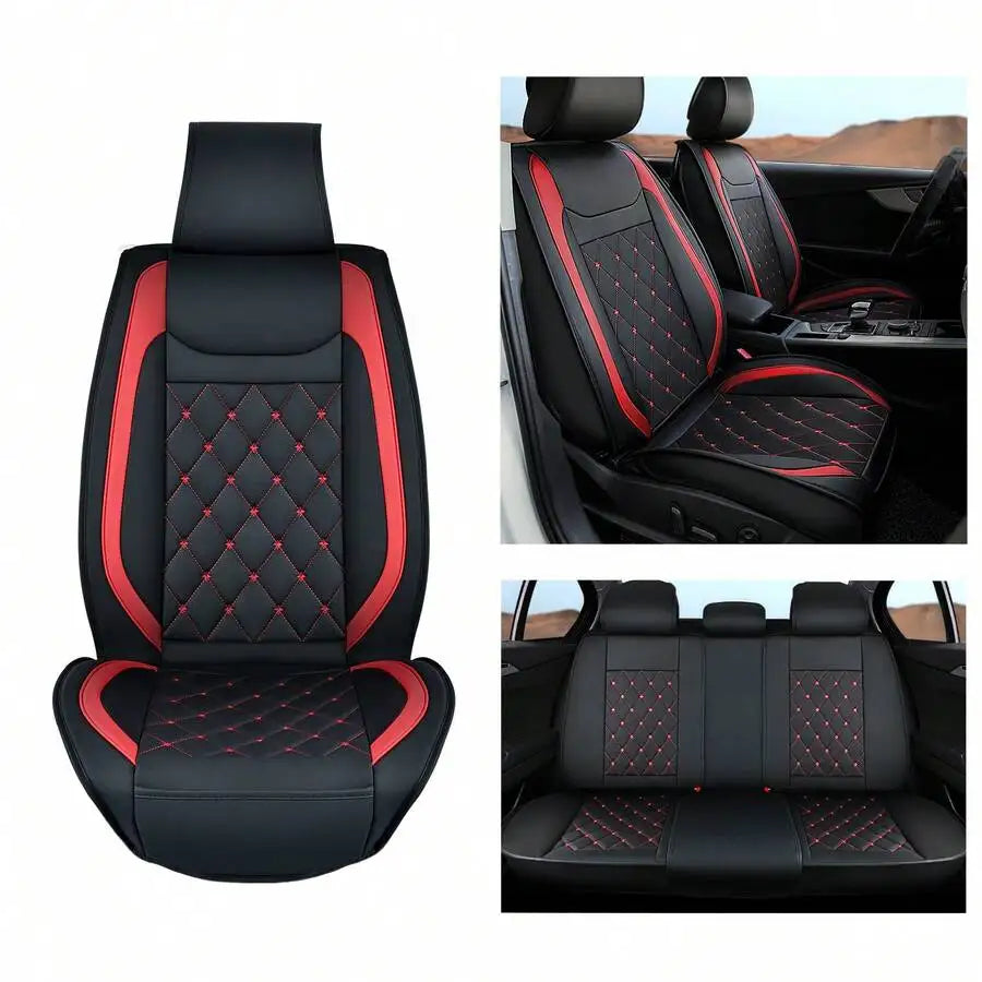 Nilight 5 Car Seat Covers Waterproof Faux Leather Cushions Anti-Slip Universal Fit For 5 Cars Kia Civic Corolla Camry CR-V RAV4