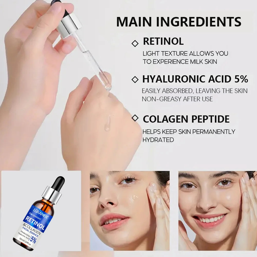 Retinol Cream Serum Combo Set Locks in Moisture Repairs Skin Smoothes Wrinkles Increases Elasticity for Younger Healthier Skin