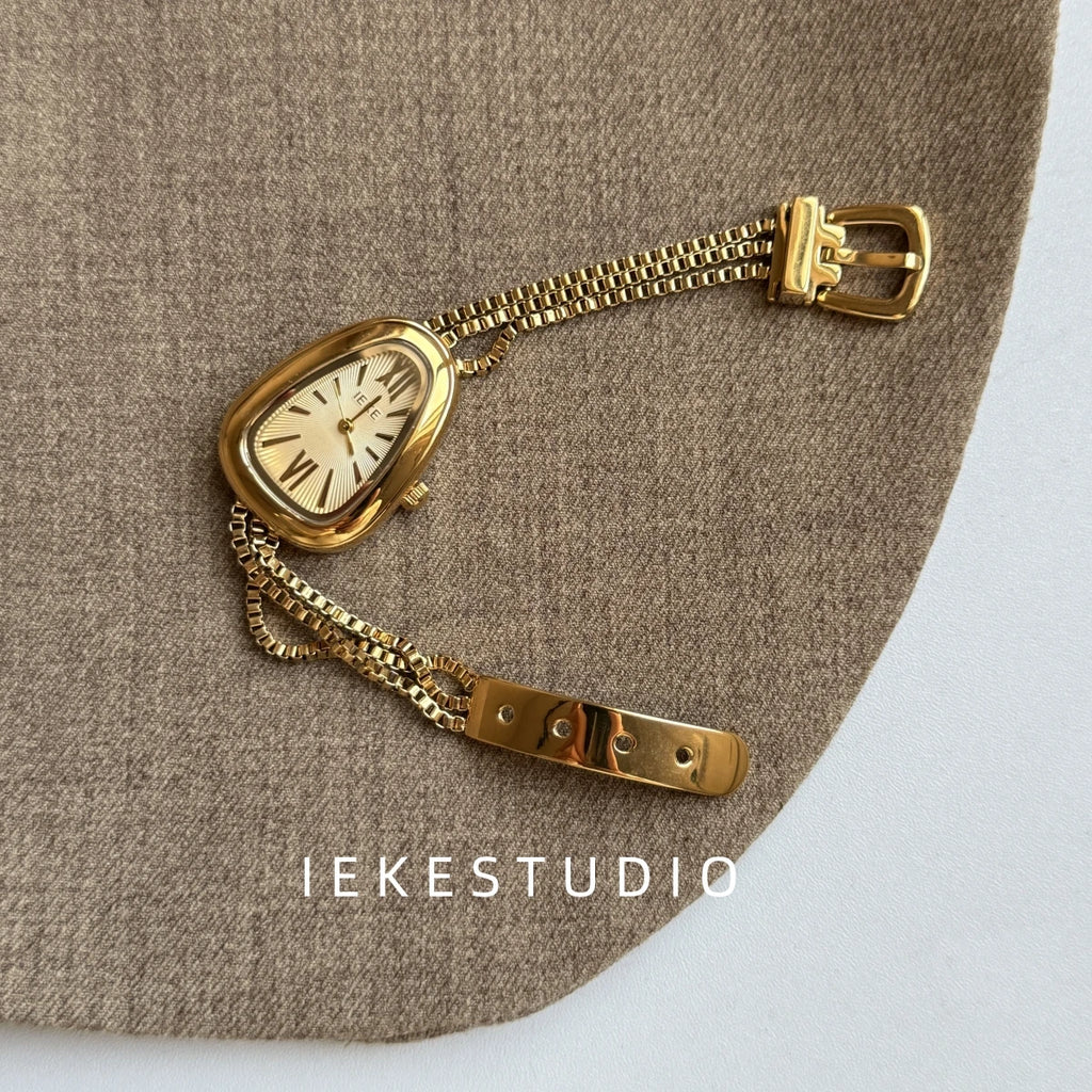 Gold Vintage Style Women'S Watch, Sophisticated And Stylish Design, Trendy Quartz Watch, Women'S Fashion Watch, Watch Accessory.
