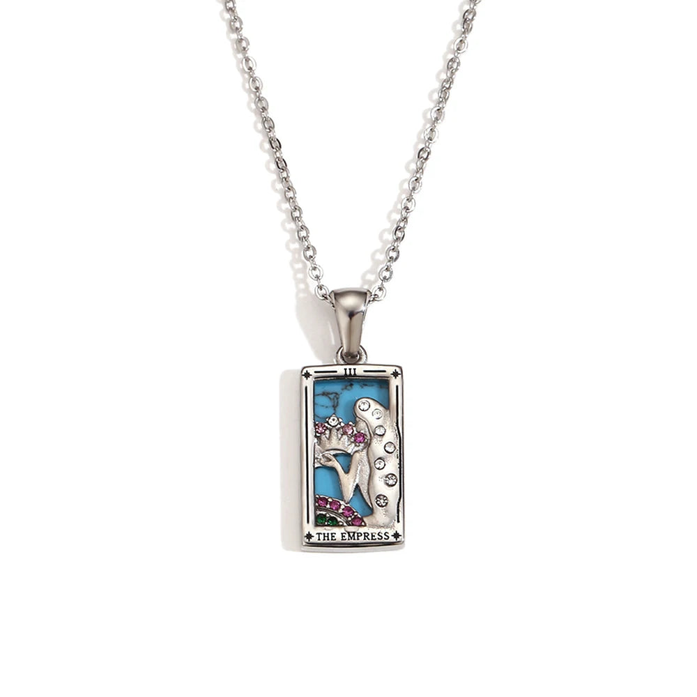 E.B.belle Original New Tarot Queen Lover Magician Moon Necklace Tarnish Free Stainless Steel Jewelry 18K Gold Plated Decoration