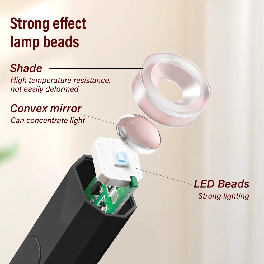 YIKOOLIN Portable Rechargeable UV LED Nail Dryer Mini Gel Polish Curing Lamp 2 Timing Modes USB Charging Manicure Tool Home Use