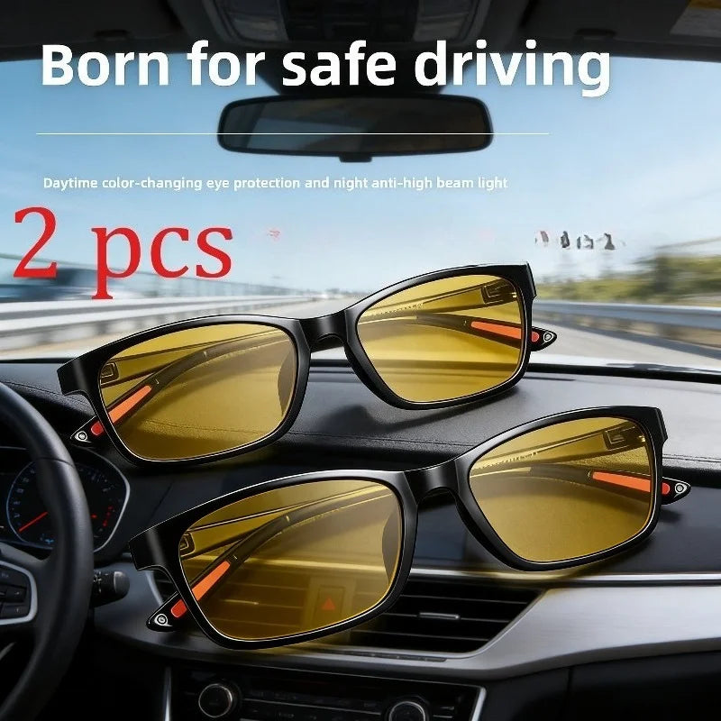 Day Night Dual Use Driving Glasses Anti High Beam Unisex Eyeglasses
