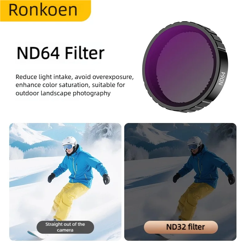 Ronkoen ND CPL Filter for DJI OSMO Action4/5Pro Action Camera Accessories CPL ND8 ND16 ND32 Lens Set Aluminium Alloy Frame