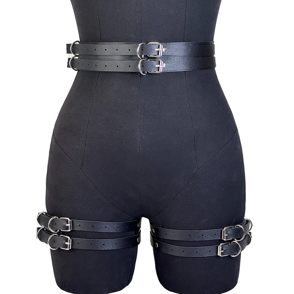 Women's Sexy Fashion PU Leather Gothic Y2K Harness Belt Leg Belt Punk Adjustable Vintage Thigh Strap for Daily Travel Wear