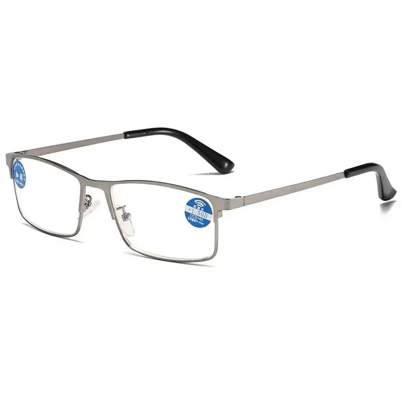 Stainless Steel Men Business Reading Glasses for Reader Mens Blue Light Blocking Presbyopia Optical Eyeglasses +1.0 1.5 2.0 2.50