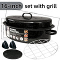 16 Inch Roasting Pan with Lid-Covered Oval Roaster-Enamel Carbon Steel Roaster Pot-Excellent Heat Distribution and Non-sticky - for Turkey Chicken Meat & Vegetables -Birthday and Holiday Gifts
