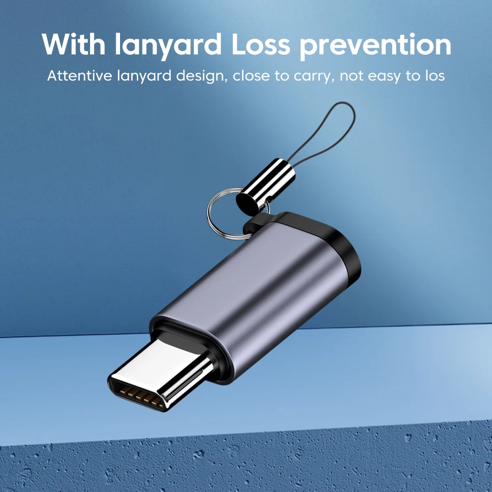 Micro USB To Type C Adapter Mini USB To USB C 480Mbps Fast Data Charging Connector USBC To Lightning Adapter For iphone Android